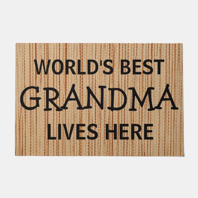 Custom World's Best Grandma Lives Here Front Door  Doormat (Front)