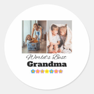 Custom Worlds Best Grandma Photo - Personalise Wit Classic Round Sticker