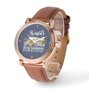 Custom World's Best Grandpa 3 Photo Watch