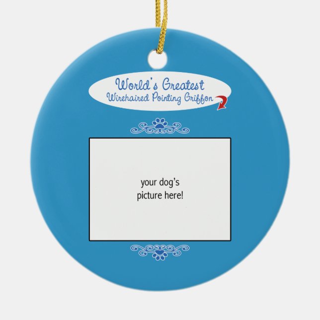Custom Worlds Greatest Wirehaired Pointing Griffon Ceramic Tree Decoration (Front)
