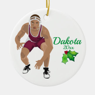 Custom Wrestling Christmas Ornament Maroon
