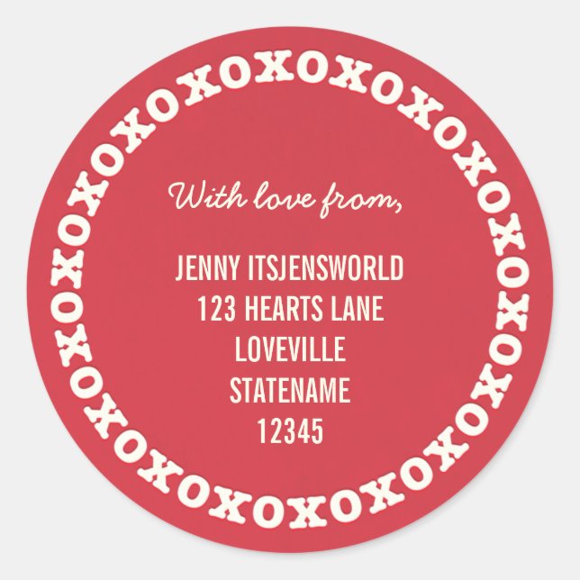 Custom XOXO Address Sticker | Red (Front)