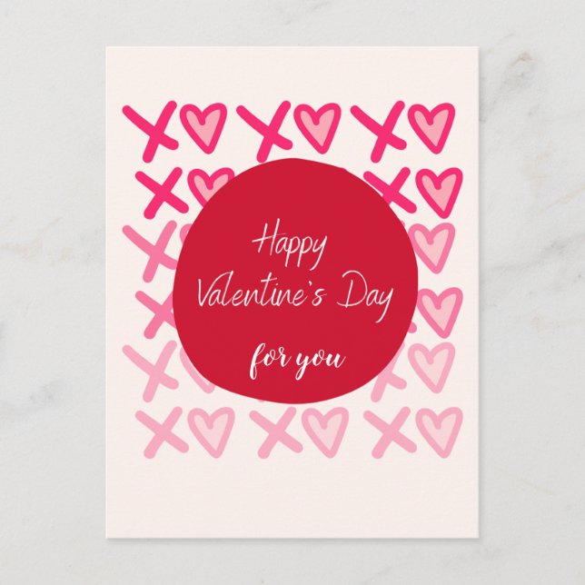 custom XOXO Bold Modern Happy Valentines Day  Postcard (Front)