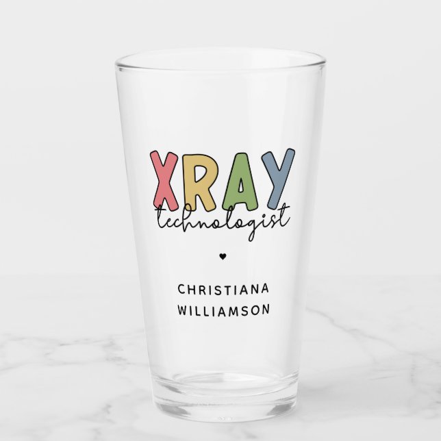 Custom Xray Technologist X-ray Tech Gifts Glass (Front)