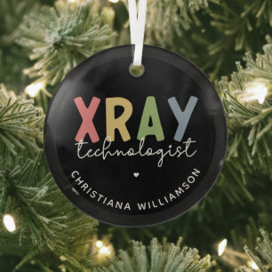 Custom Xray Technologist X-ray Tech Gifts Glass Tree Decoration