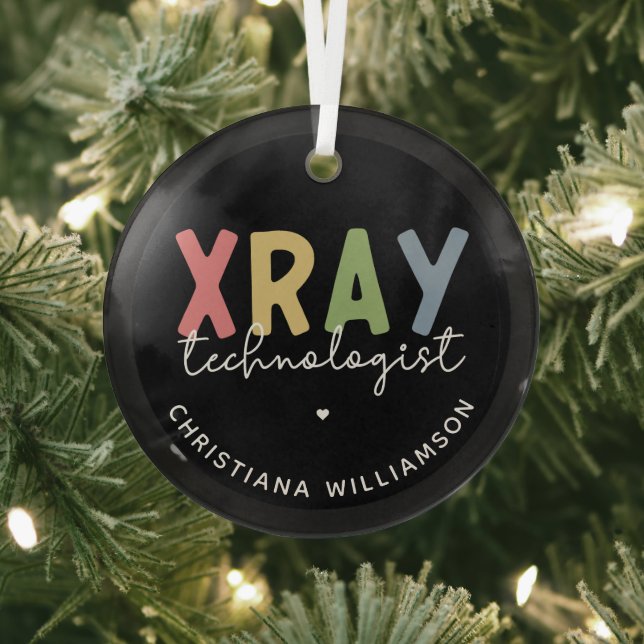 Custom Xray Technologist X-ray Tech Gifts Glass Tree Decoration (Insitu)