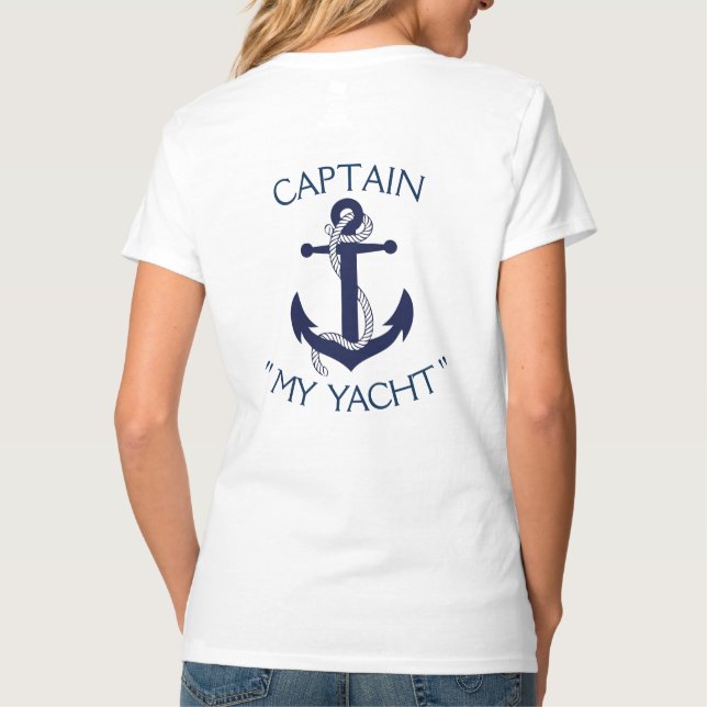 Custom Yacht Anchor "Your Name Here" T-Shirt (Back)