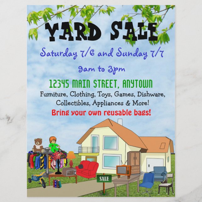Custom Yard or Garage Sale Flyers (Front)