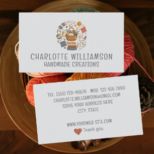 Custom Yarn Basket Knitting Crochet Handmade Business Card