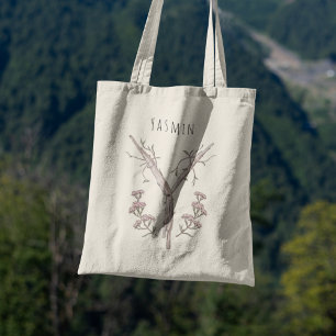 Custom Yarrow Floral Letter Y Personalised Gift Tote Bag