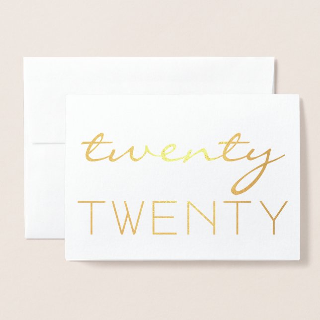 Custom Year 2020 Modern Happy New Year Foil Card (Front With Envelope)