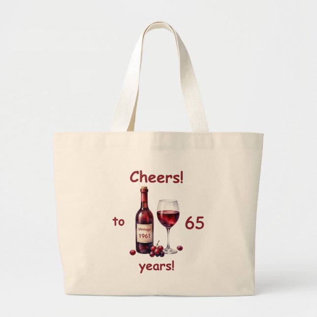  Custom Year and Age Cheers Red Wine tote bag (Front)