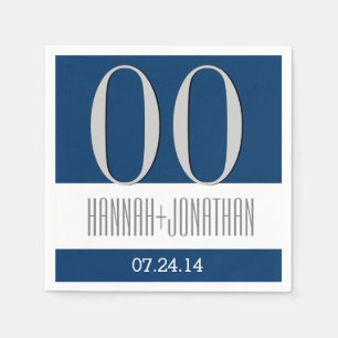 Custom Year Anniversary Modern Blue and Silver V24 Napkin