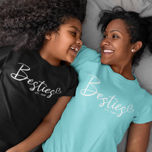 Custom Year Besties BFF Modern Script Heart T-Shirt