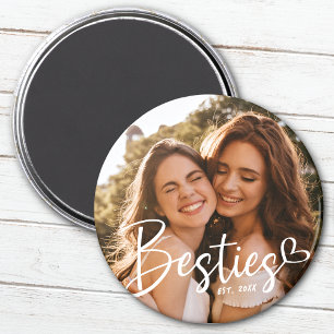 Custom Year Besties BFF Modern Script Photo Magnet