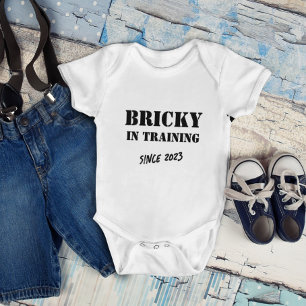 Custom Year "Bricky in Training" Funny Bricklayer Baby Bodysuit