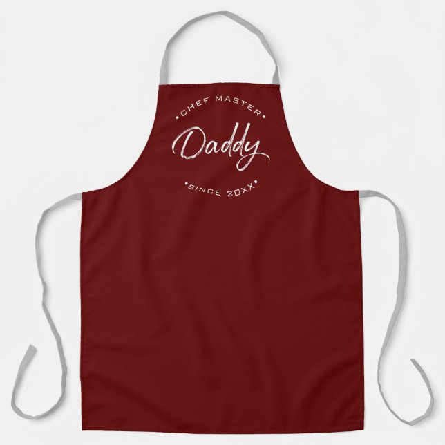 Custom Year Chef Master Daddy Red Personalized  Apron (Front)