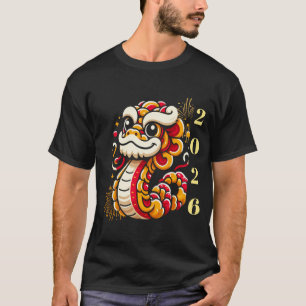 Custom Year Dragon Illustration Red Gold Festive T-Shirt