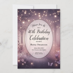 Custom Year Fairy Lights in Woodland Glow Birthday Invitation