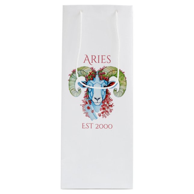 Custom Year Floral Aries Gift Bag (Front)