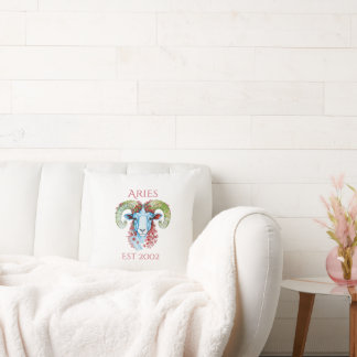 Custom Year Floral Aries Throw Pillow