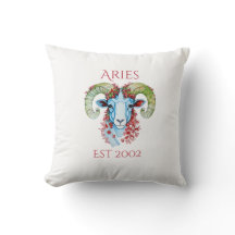 Custom Year Floral Aries Throw Pillow