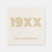 Custom Year Gold Personalised Birthday Napkins