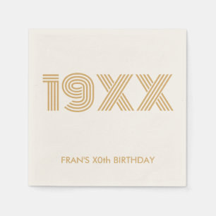 Custom Year Gold Personalised Birthday Napkins