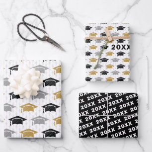 Custom Year Graduation Cap Trio Pattern Wrapping P Paper Sheet