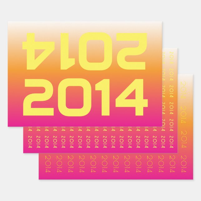 Custom Year Hot Pink 2 Gradient Wrapping Paper Set (Set)