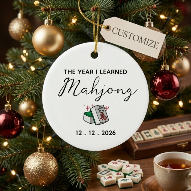 Custom Year I Learned Mahjong Christmas  Ceramic Tree Decoration (Creator Uploaded)