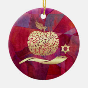 Custom Year Jewish New Year,Rosh Hashanah  Ceramic Tree Decoration