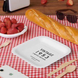 Custom Year Lettering Typography Birthday Party Paper Plate