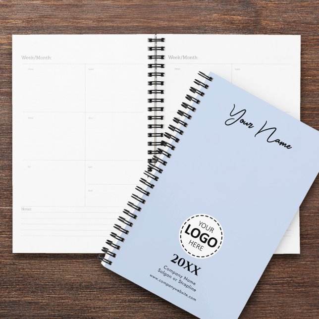 Custom Year, Logo, Name and Text, Pale Blue Diary Planner (Creator Uploaded)