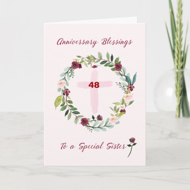 Custom Year Nun Religious Anniversary Blessings Card (Front)