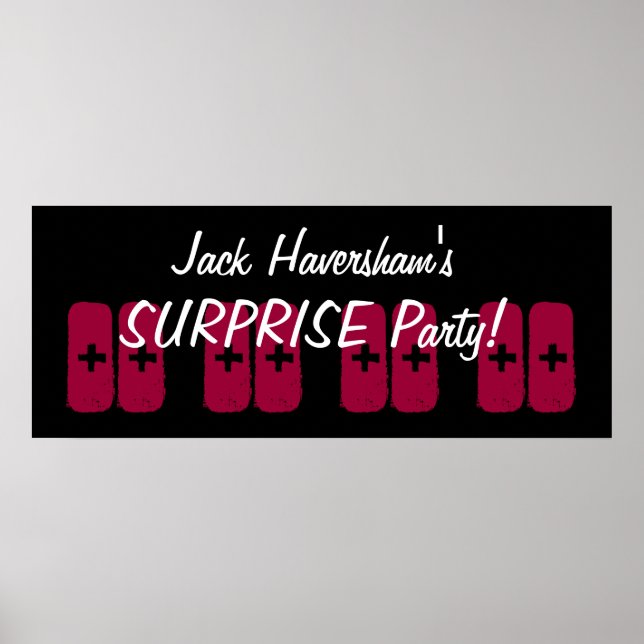 Custom Year Surprise Birthday Party Grunge Style Poster (Front)