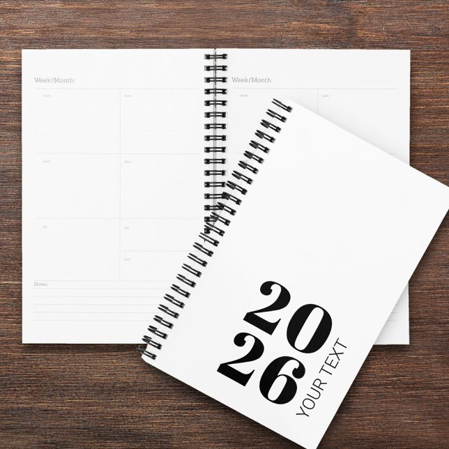 Custom Year, Text, Logo, Web URL, White Diary Plan Planner (Creator Uploaded)