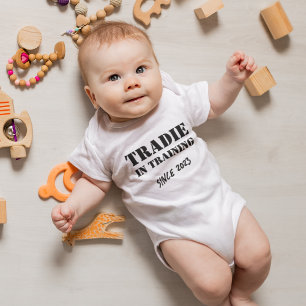 Custom Year "Tradie in Training" Funny Baby Bodysuit