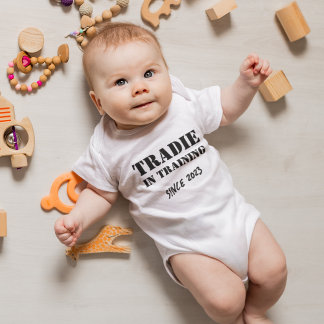 Custom Year "Tradie in Training" Funny Baby Bodysuit