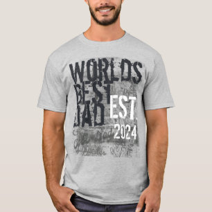 Custom Year World's Best Dad Grunge Father's Day T-Shirt