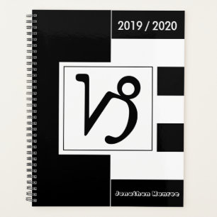 Custom Year Zodiac Sign Capricorn Black and White Planner