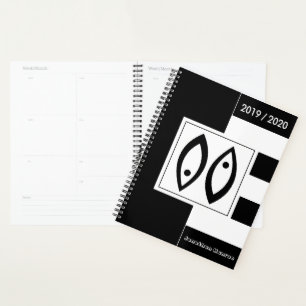 Custom Year Zodiac Sign Pisces Black and White Planner