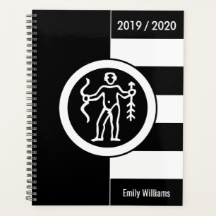 Custom Year Zodiac Sign Sagittarius Black White Planner