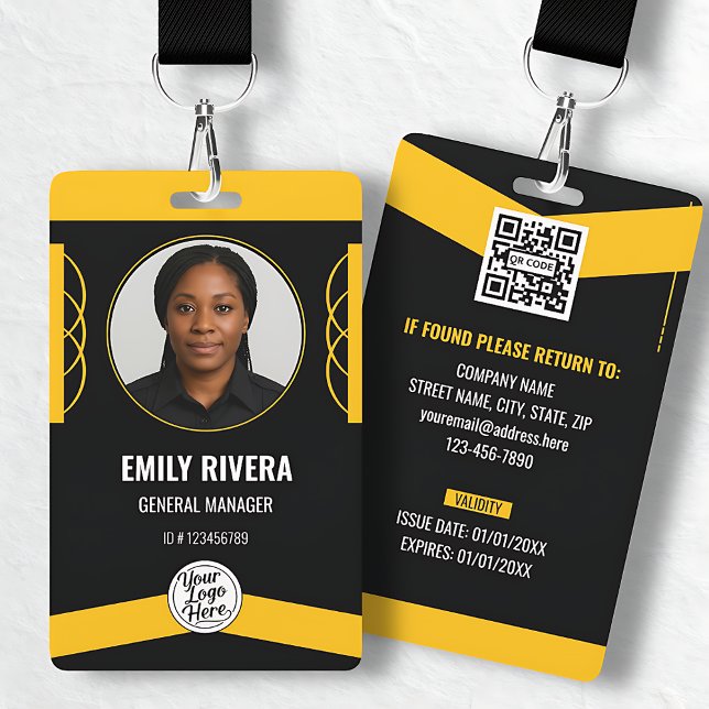 Custom Yellow Black Graphic Design Employee ID  ID Badge (Custom Yellow Black Graphic Design Employee ID Badge)