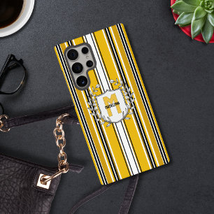 Custom Yellow Black Stripes Monogram Samsung Galaxy Case
