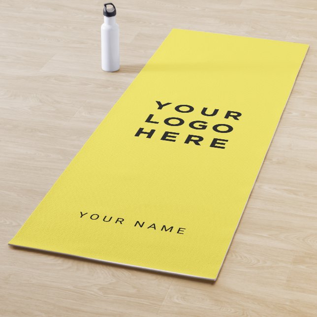 Custom Yellow Business Logo Name Instagram Yoga Mat (In Situ)