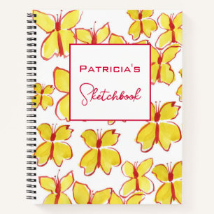 Custom Yellow Butterfly Sketchbook Notebook