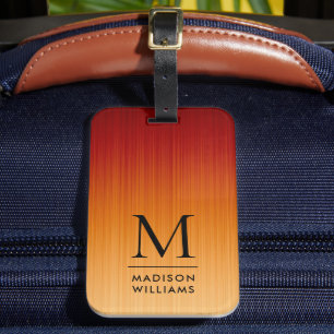 Custom Yellow Dark Orange Red Stripes Pattern Luggage Tag