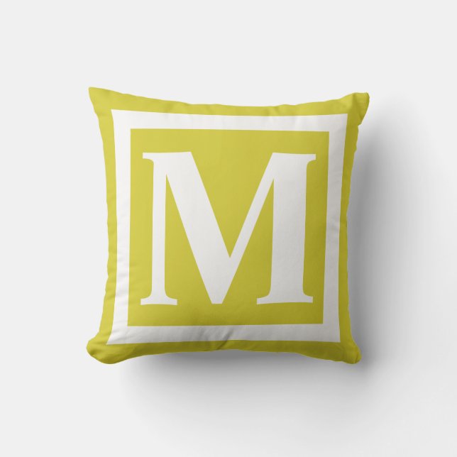 Custom Yellow Family Monogram Initial Letter Cushion (Front)