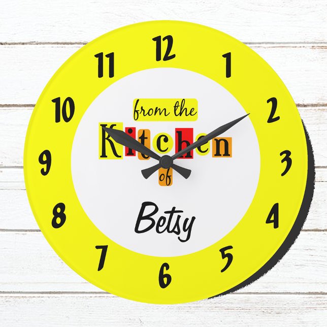 Custom Yellow From the Kitchen Of With Numbers Large Clock (Creator Uploaded)